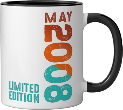 Taza de cerámica vintage 2008 negra/blanca