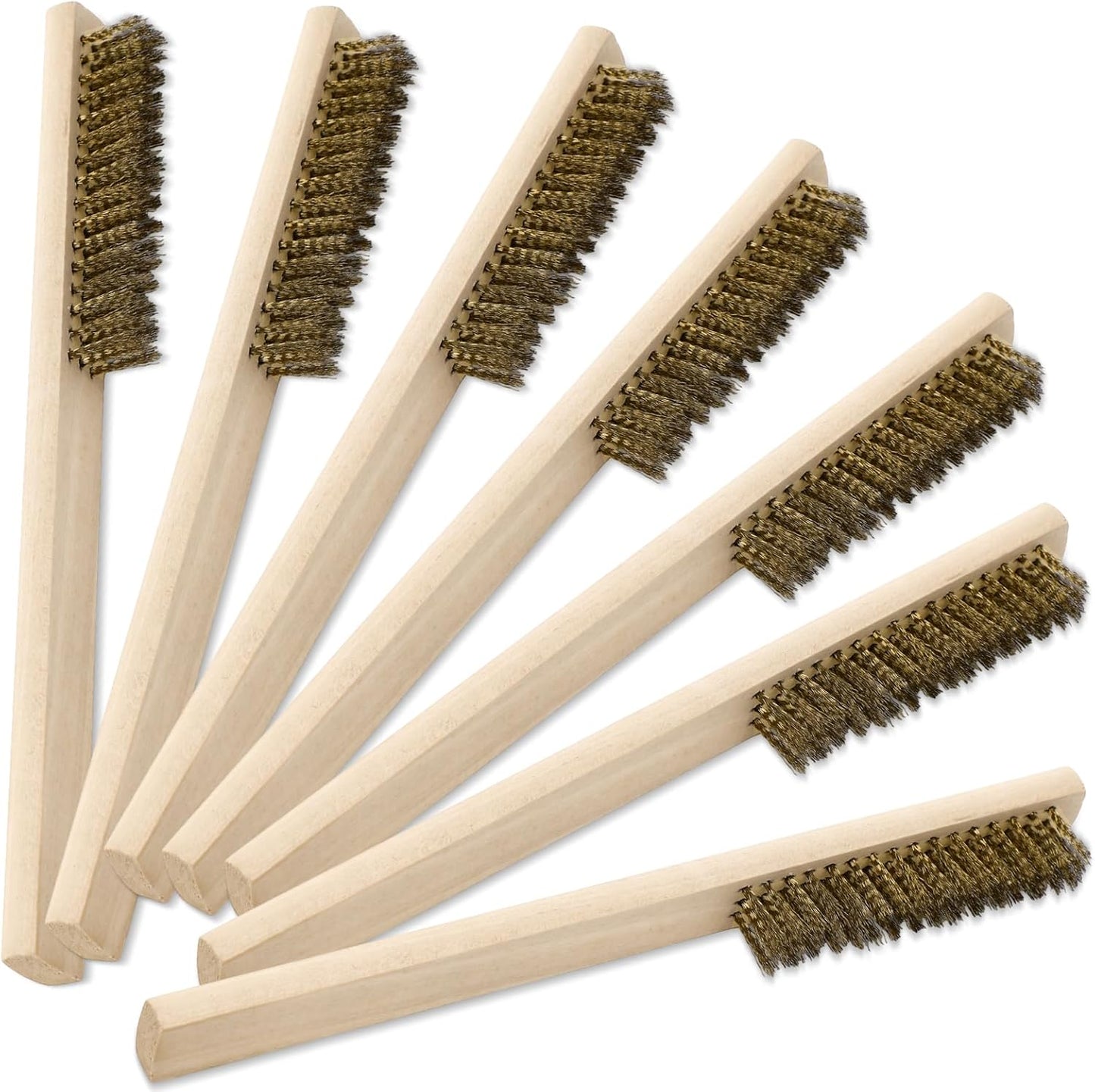 50 Cepillos Latón con Mango Madera 8.2x0.67pulg Abrasivo