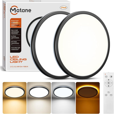 2 Lámparas LED techo 12pulg control remoto luz cálida dormitorio cocina