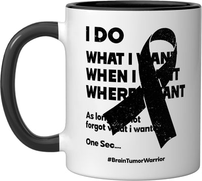 Taza de cerámica para brain tumor warrior con diseño divertido negro/blanco