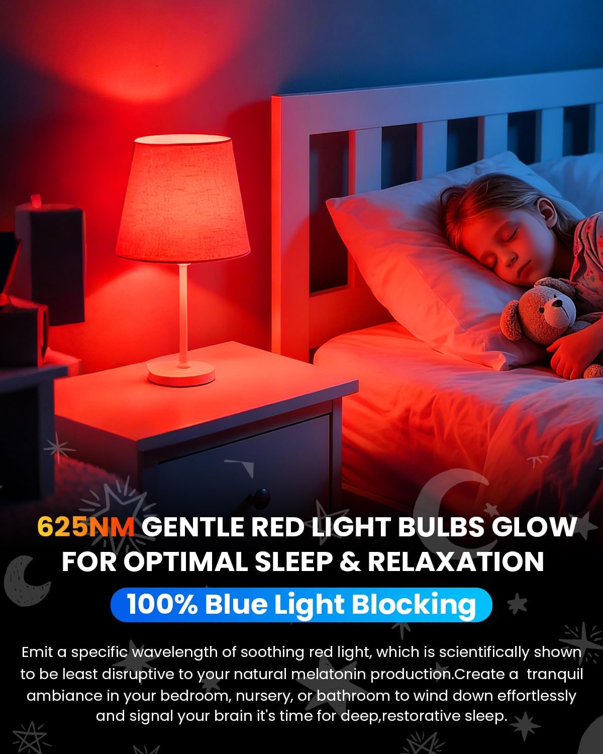 Bombilla roja A15 LED E26 5W 625nm bloqueo luz azul
