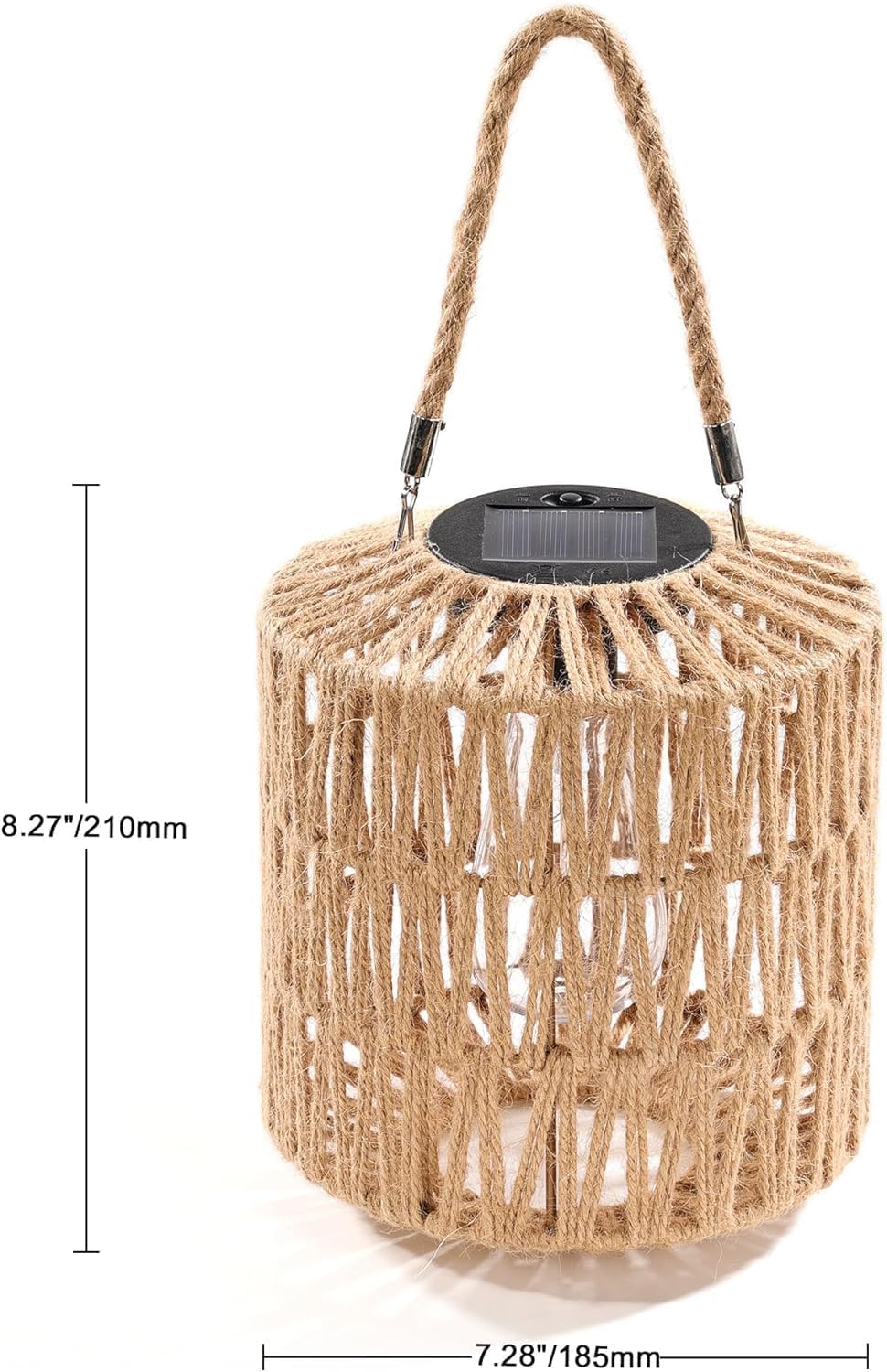 Linterna solar de yute con bombilla Edison IP65 para jardín
