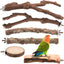 6 Pzas Perchas Madera Natural para Pájaros con Ramas y Plataformas