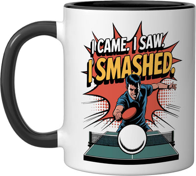 Taza de cerámica para ping pong con dibujo divertido negro/blanco