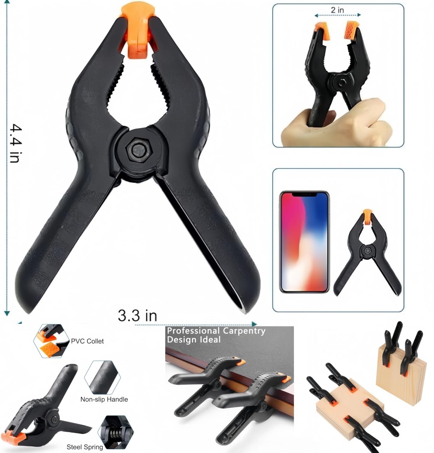 Clips resorte plástico resistente 4pulg para manualidades y foto