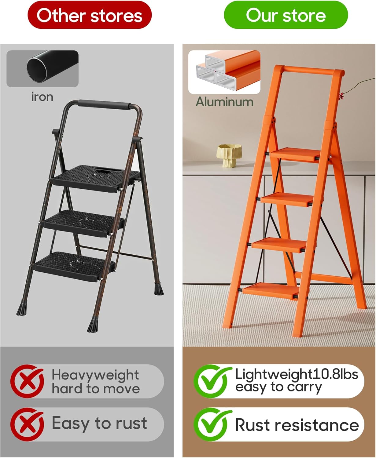 Escalera plegable aluminio 4 escalones antideslizante 330lb