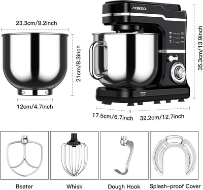Amasadora eléctrica 10 velocidades con tazón acero inox 7.5qt