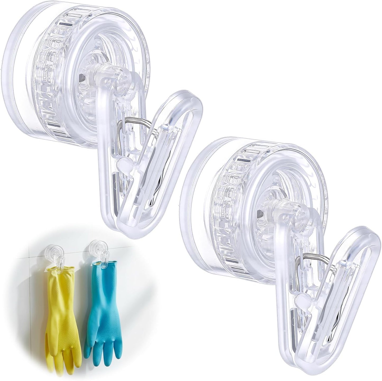 2 Clips Ventosa Giratoria para Guantes de Plato Pared Cocina