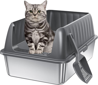 Caja arena acero inox gatos con tapa antiadherente