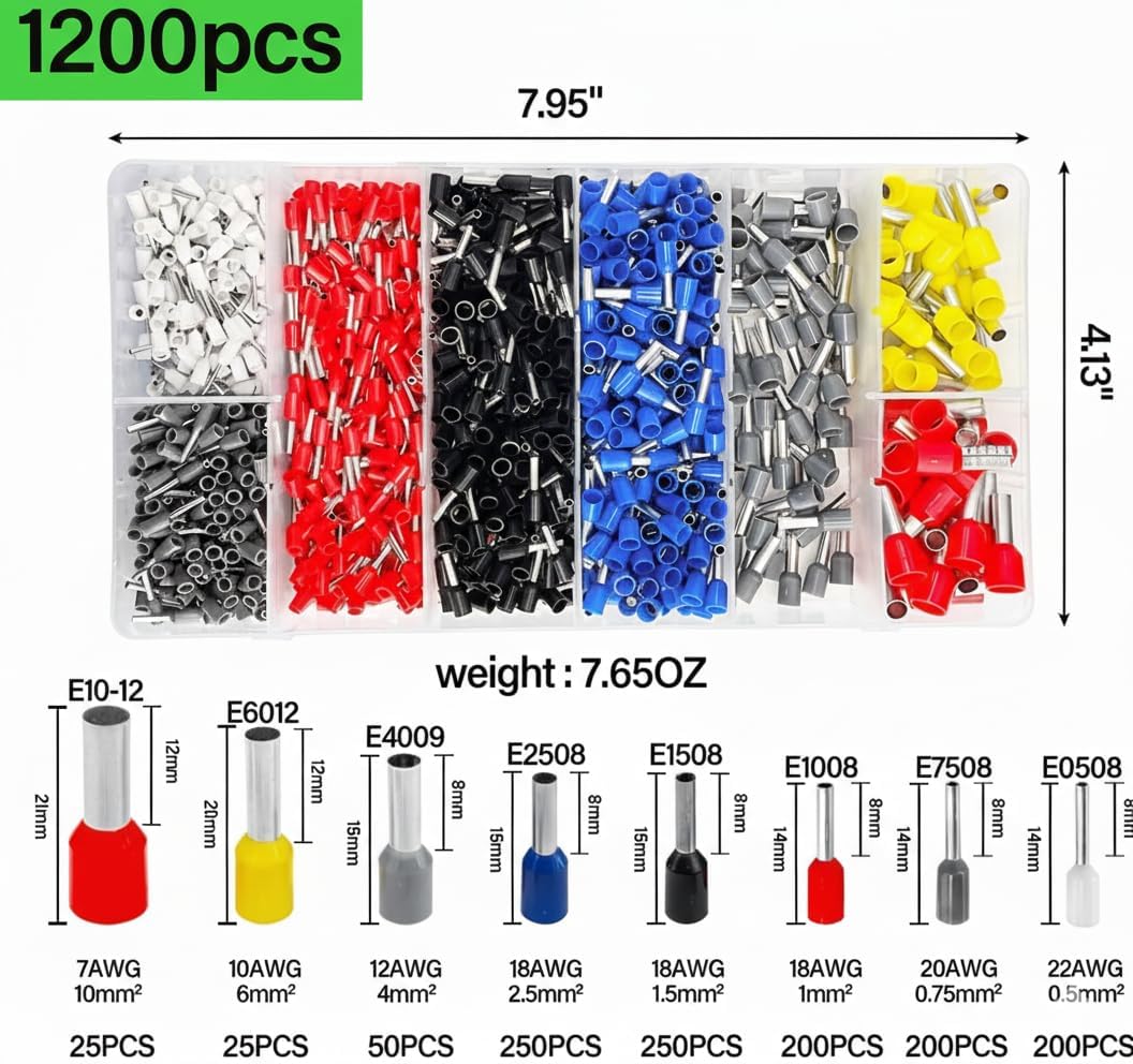 Kit herramientas prensado virola con 1200 virolas alambre