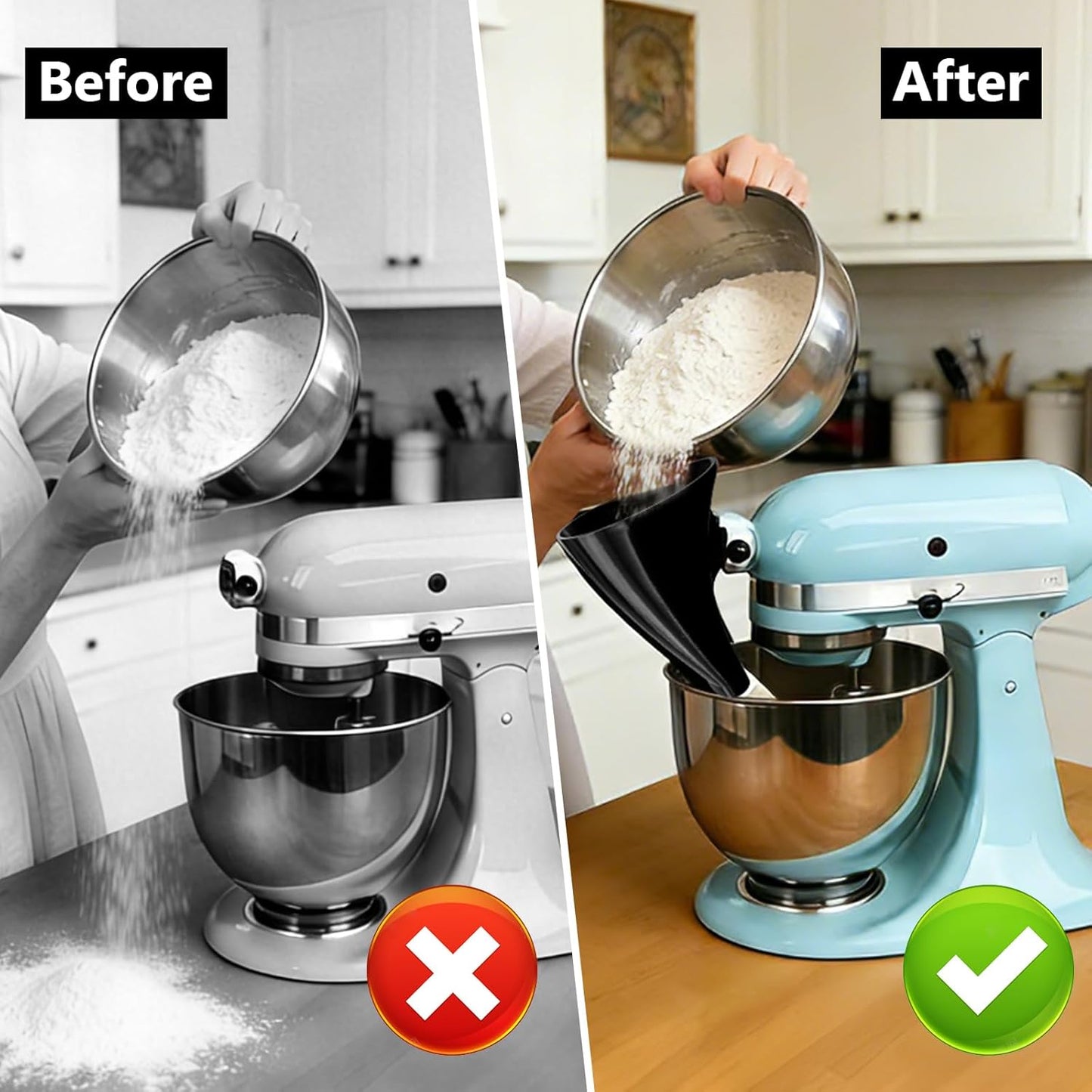 Embudo de harina antisalpicaduras para mezclador KitchenAid de 5 cuartos