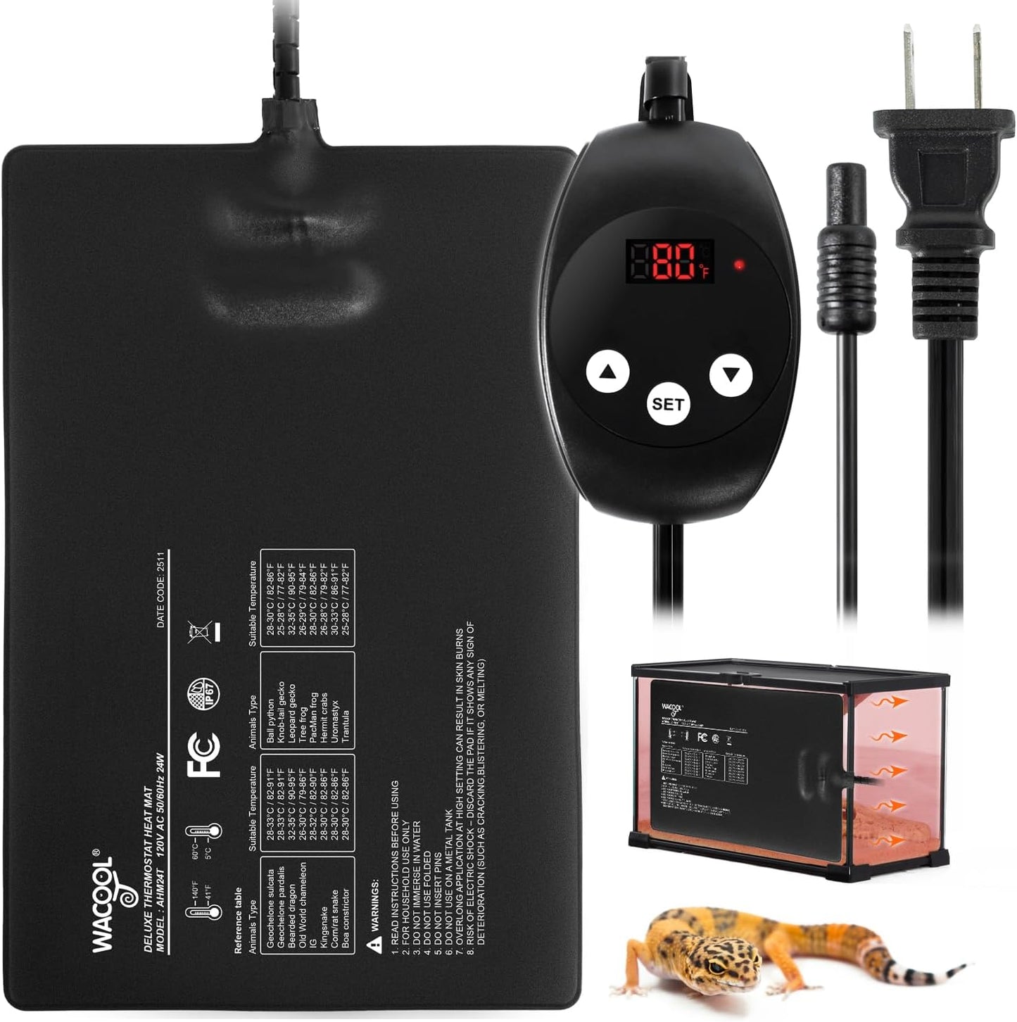 Almohadilla calentamiento reptiles 8x12pulg 24W impermeable