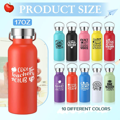 10 Botellas Agua Aisladas Acero Inox 17oz Regalo Profesor