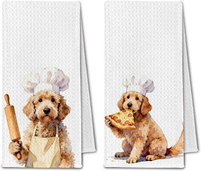 Toallas cocina diseño Goldendoodle set 2 16x24 pulg