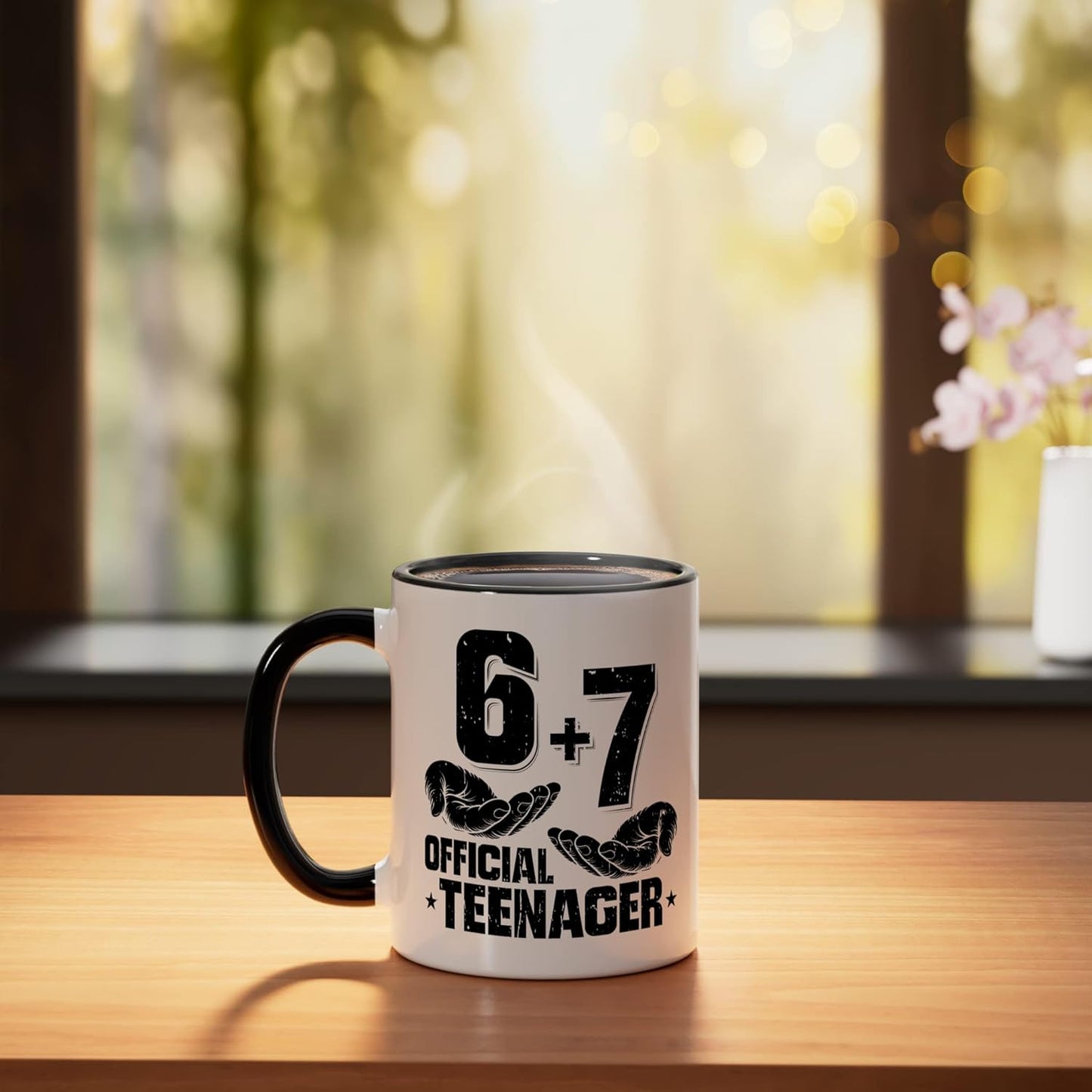 Taza cerámica para adolescente 13 años negra/blanca