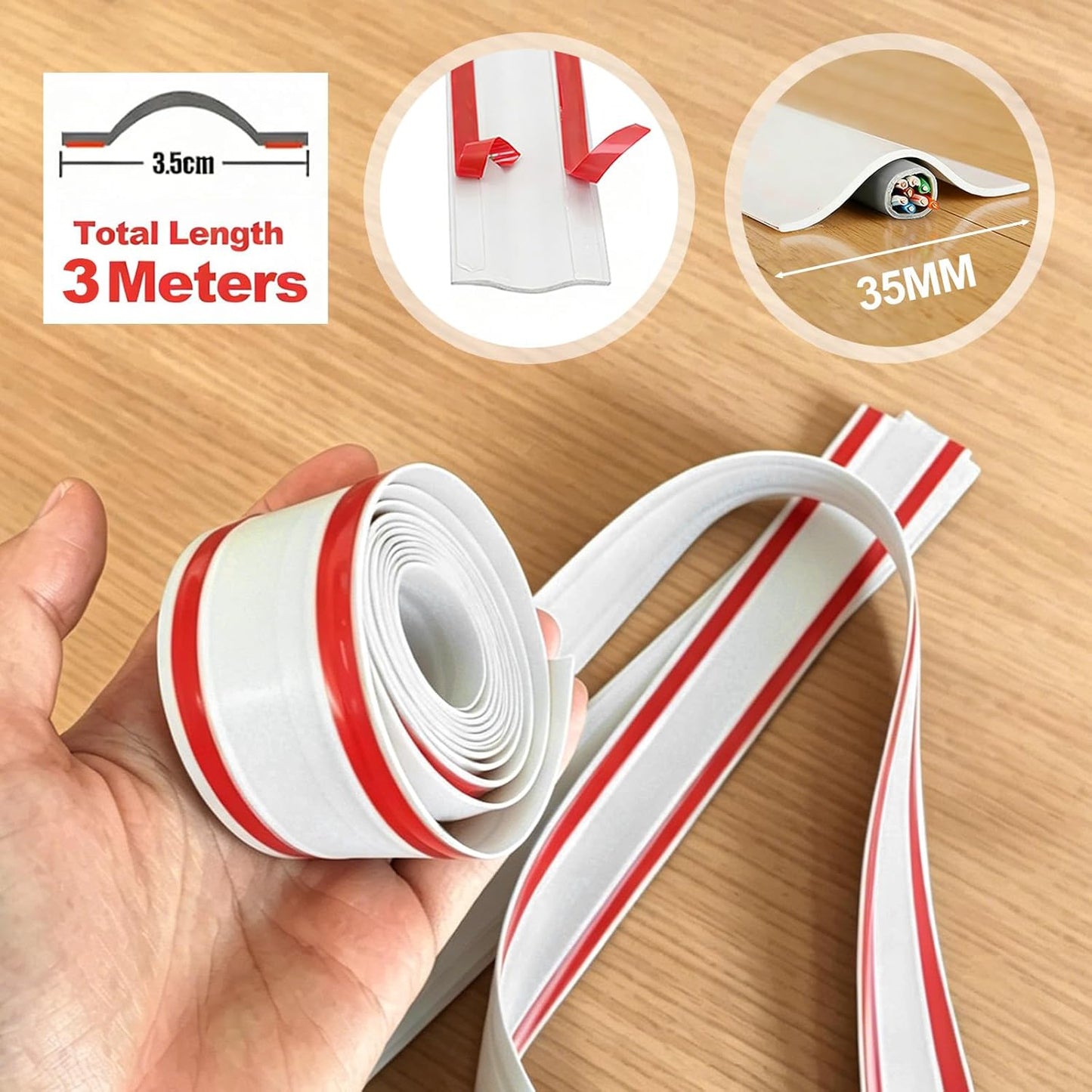 Ocultador cable suelo autoadhesivo gestionar cables blanco