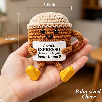 Regalo de felpa de ganchillo para mamá amante del café