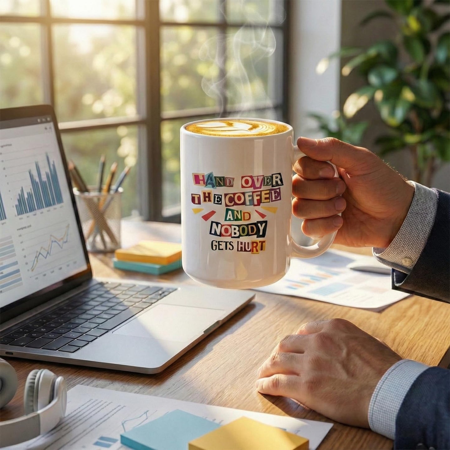 Taza divertida con texto en inglés blanco 15 oz