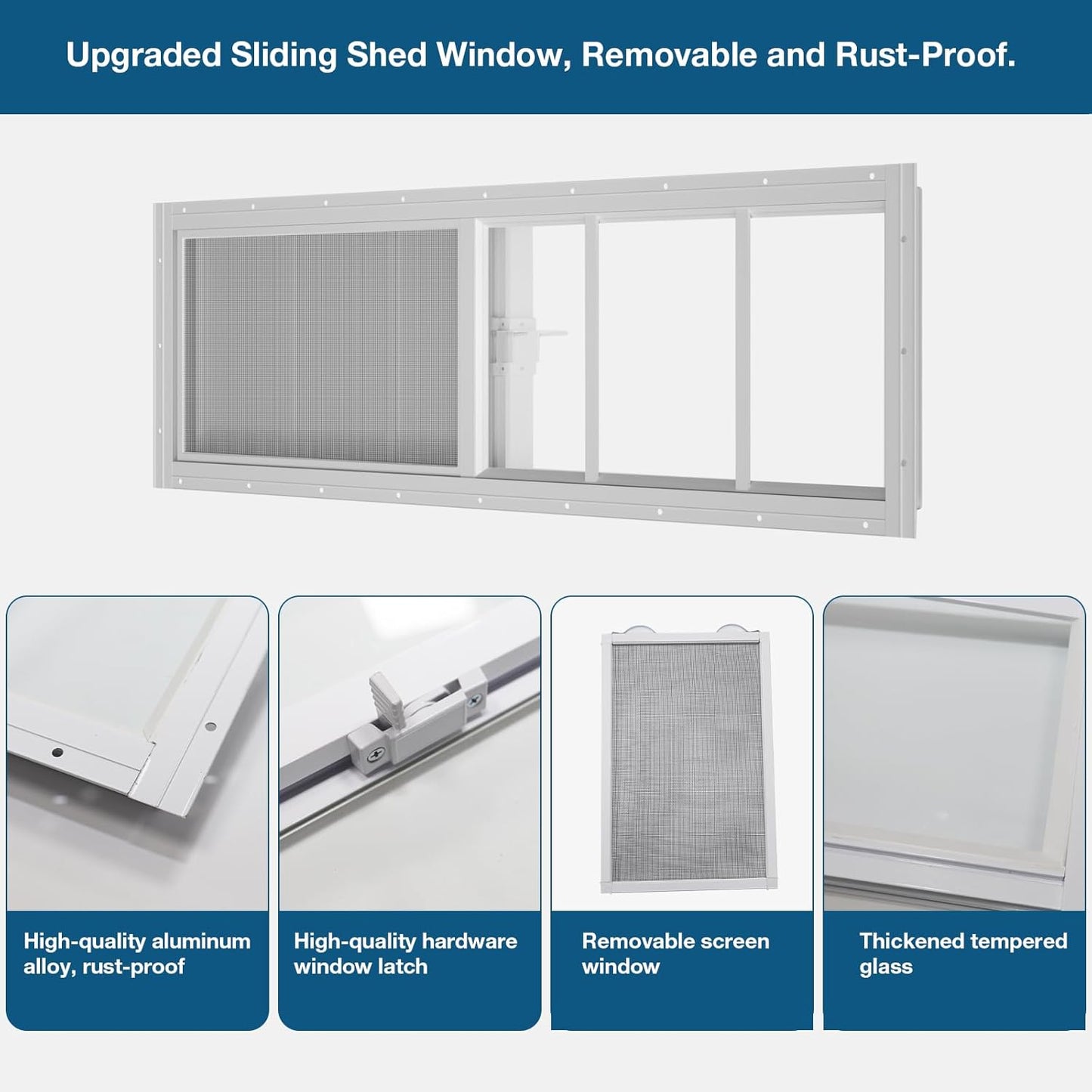 2 Ventanas Cobertizo 10x35pulg Vidrio Templado