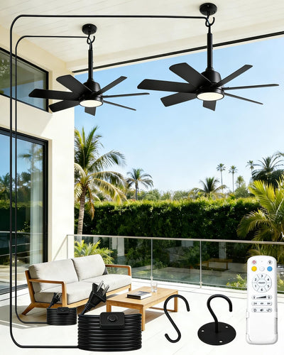 Ventilador techo exterior 28pulg LED control remoto 6 vel