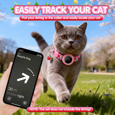Collar Airtag para gato ajustable 7.9-11.8 con campana