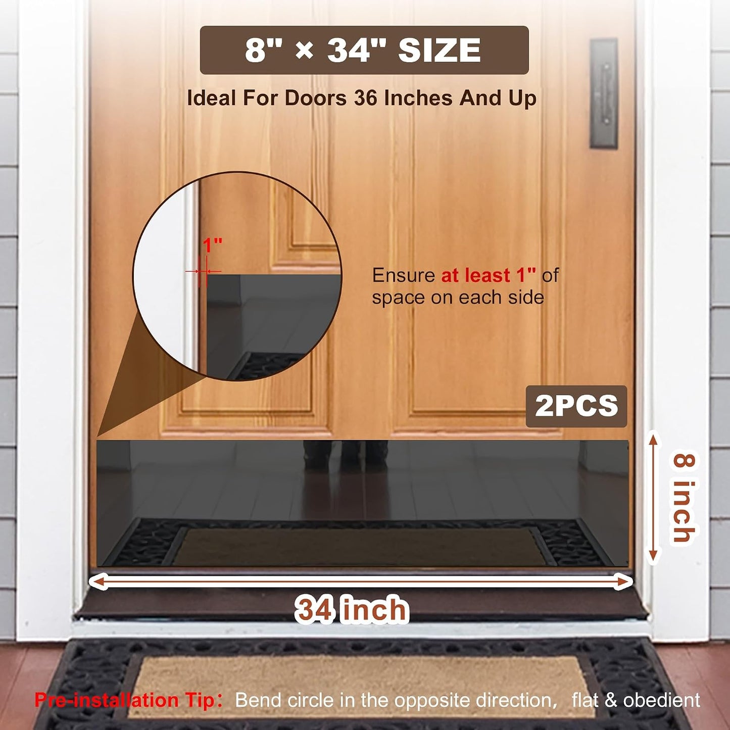 2 Pzas Espejo Acero Inox 8x34pulg Autoadhesivo Puerta