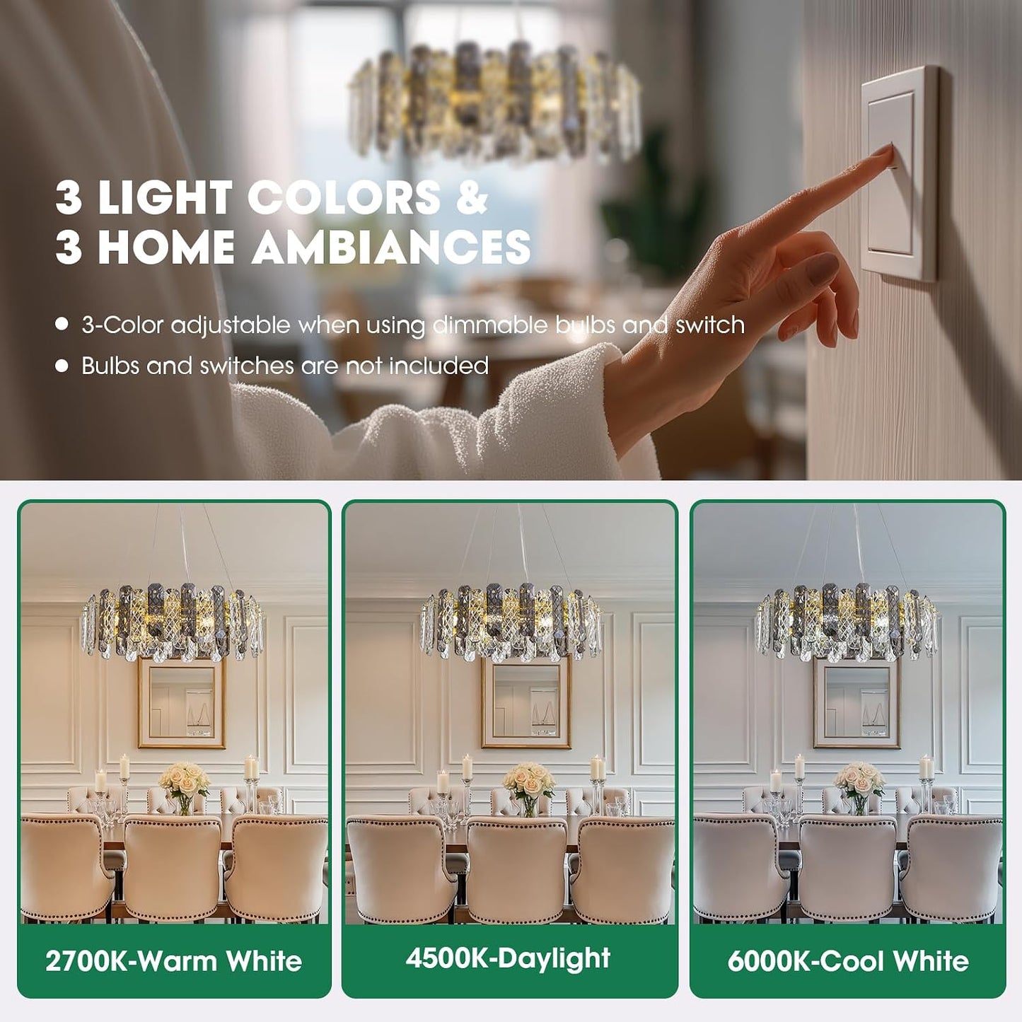 Candelabro cristal moderno 8 luces dorado sala comedor
