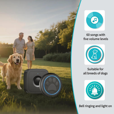 Timbre inalámbrico para perro con 2 botones y 60 melodías