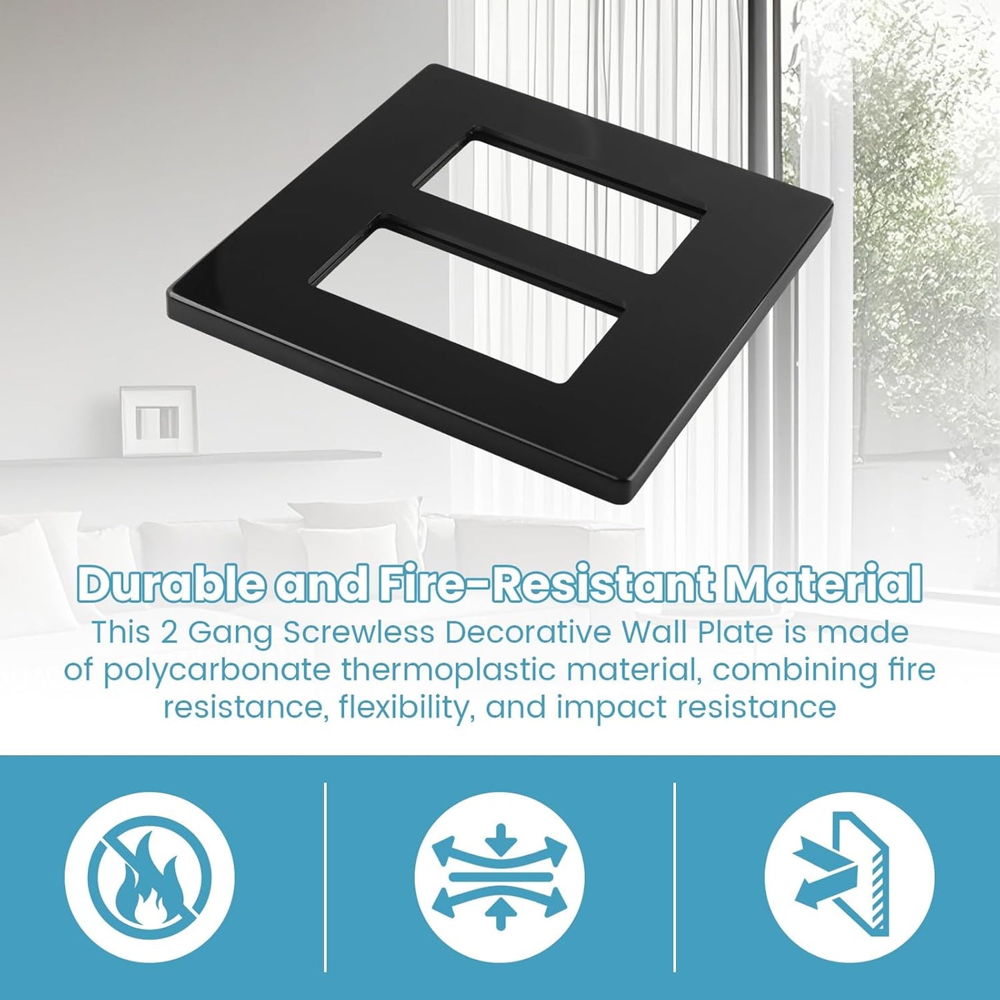 Placas decorativas pared negro mate seguras para niños