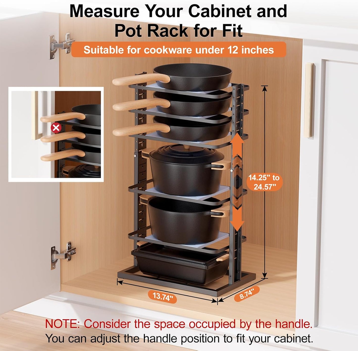 Organiz. ollas y sartenes para bajo mueble 20.8pulg