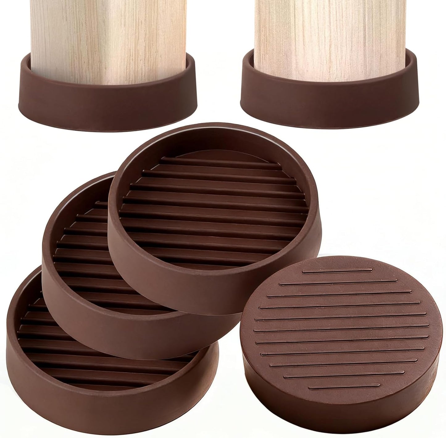 Almohadillas antiderrap goma para muebles 3x3pulg marrón