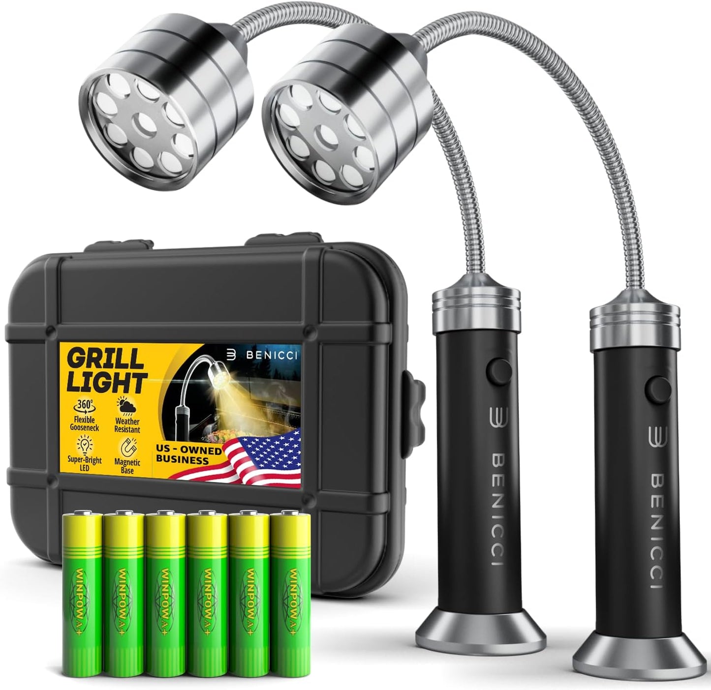 2 Luces LED flexibles para parrilla con base magnética 360