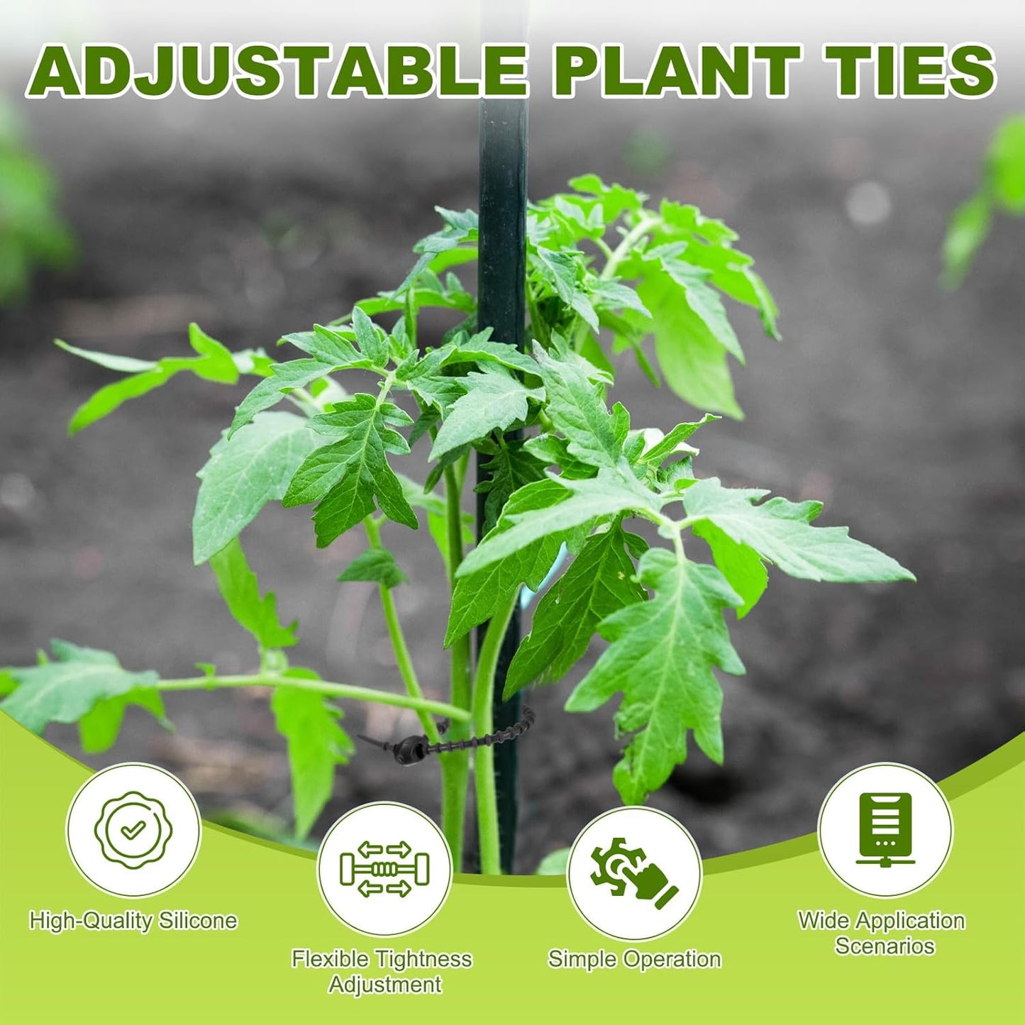 Pack 24 lazos silicona ajustables para plantas y regalos