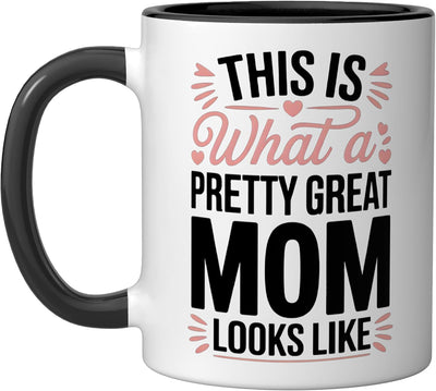 Taza cerámica para mamá Pretty Great Mom con corazón negro y blanco
