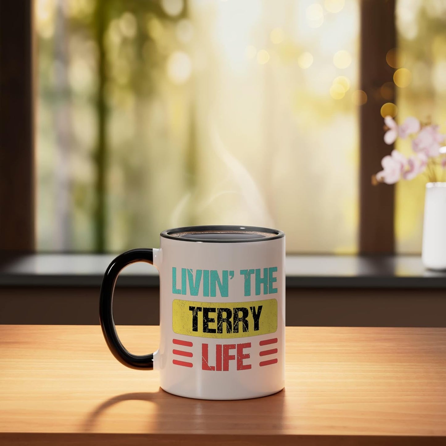 Taza cerámica Terry negra/blanca