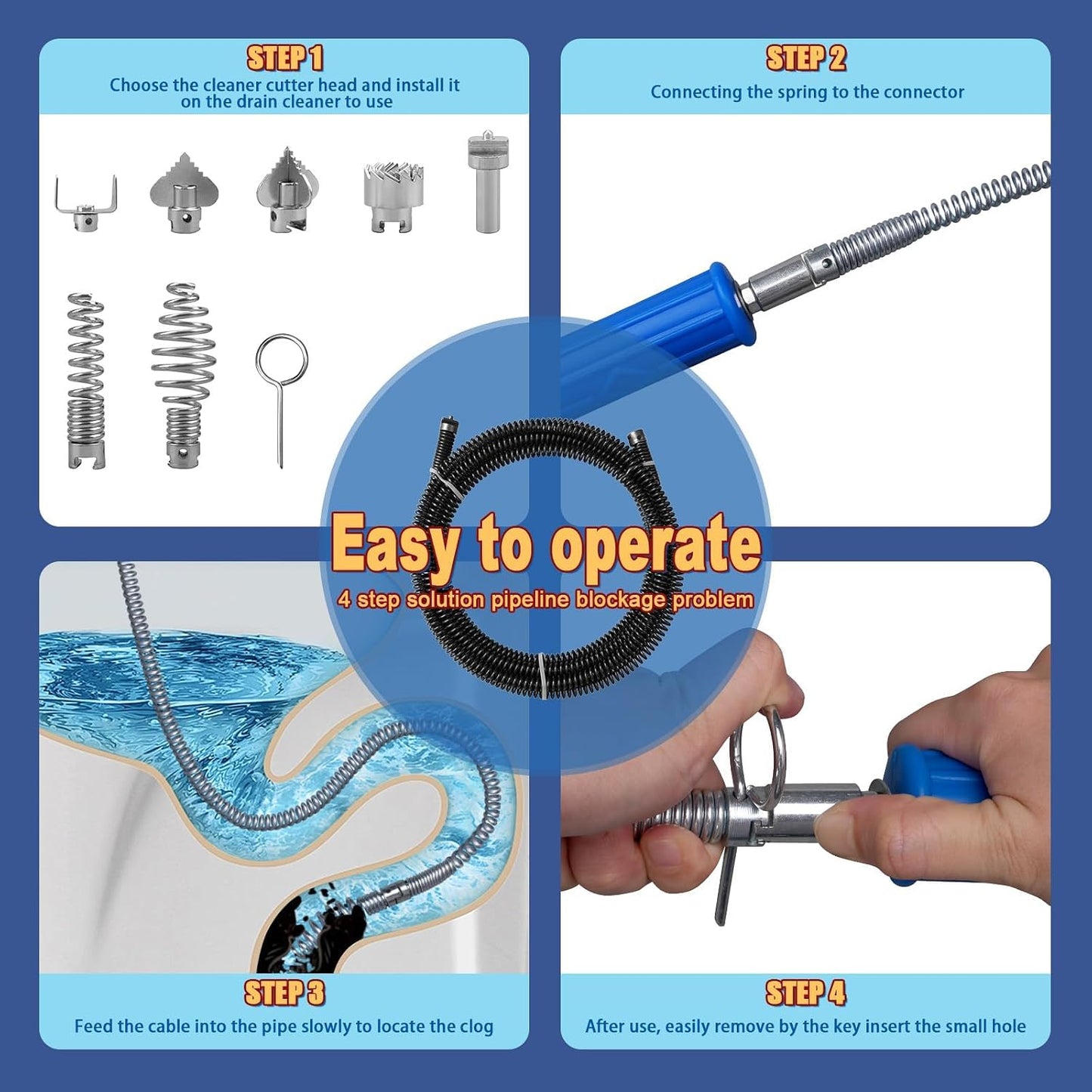 Serpiente drenaje 16.4ft 0.472pulg flex para obstrucciones