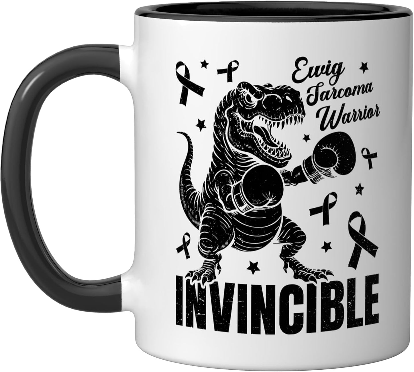 Taza cerámica para combatiente contra el cáncer de Ewing Sarcoma negra/blanca