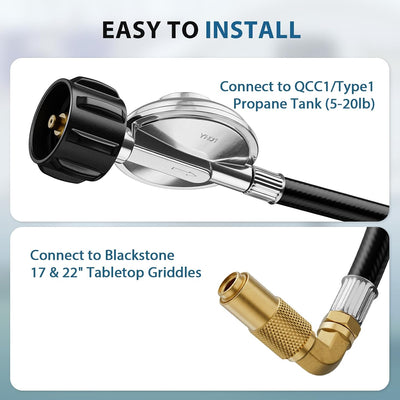 Manguera propano parrilla Blackstone 17-22pulg adaptador 90grados