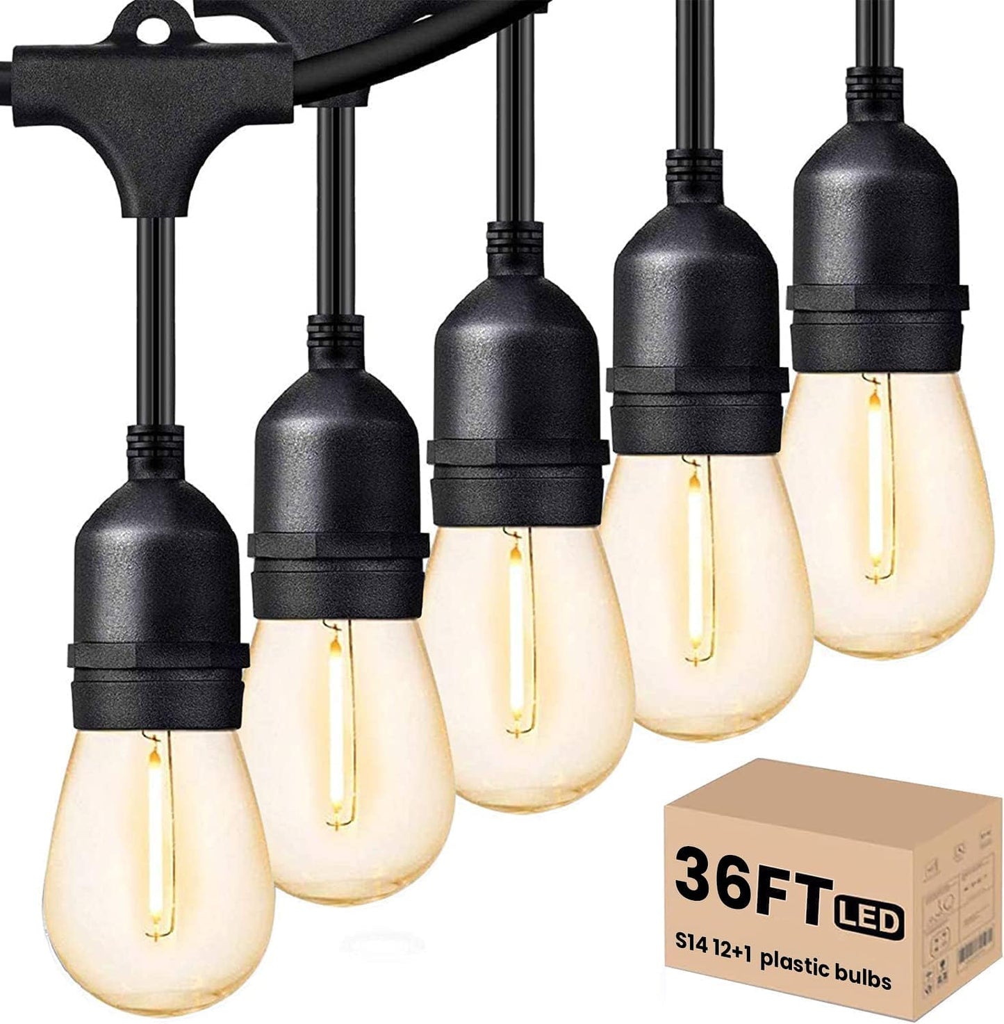 Cadena luces LED exteriores 36ft 13 bombillas E26 IP65