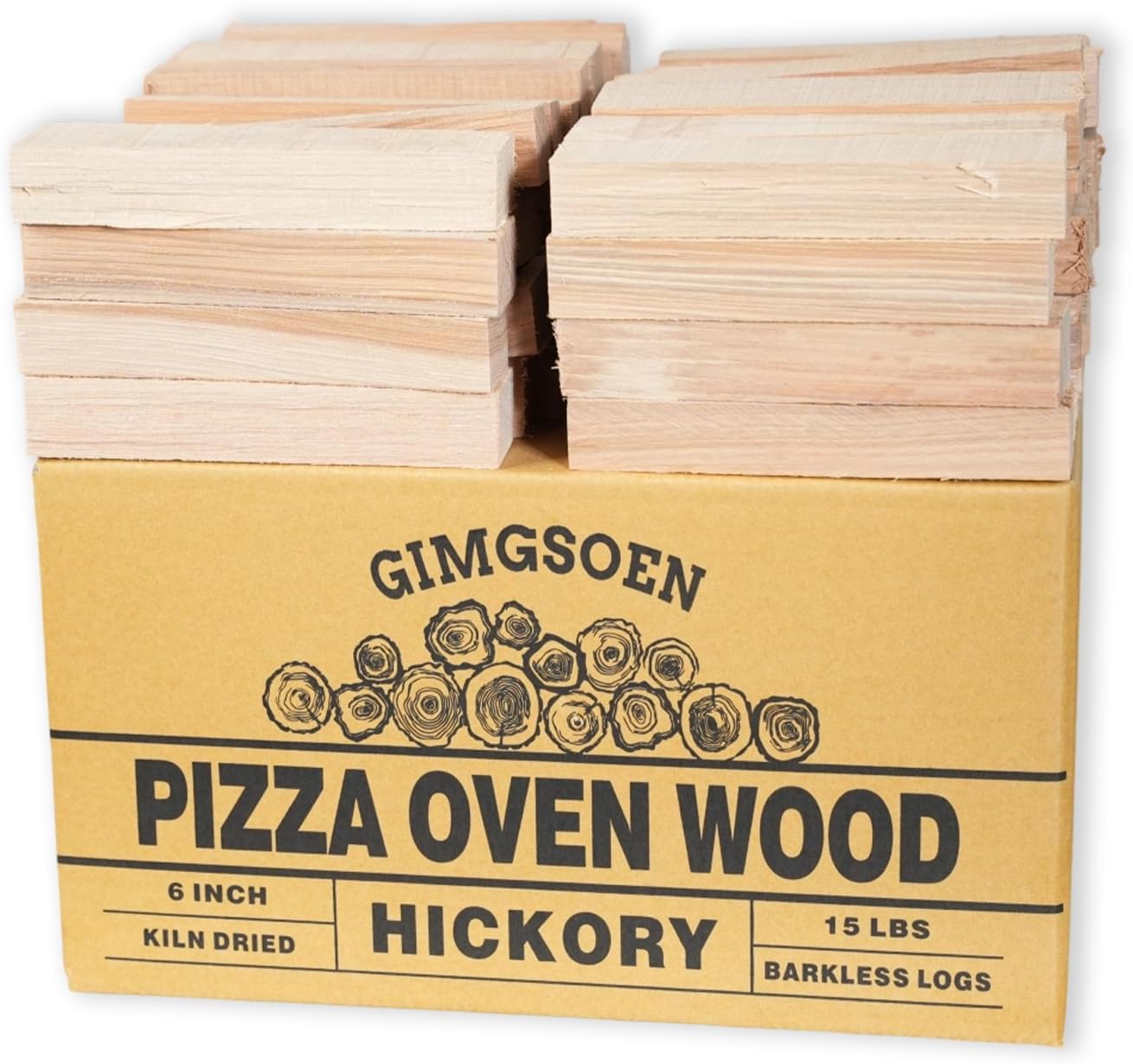 Madera nogal hickory para horno pizza 6pulg 15lb seca sin corteza