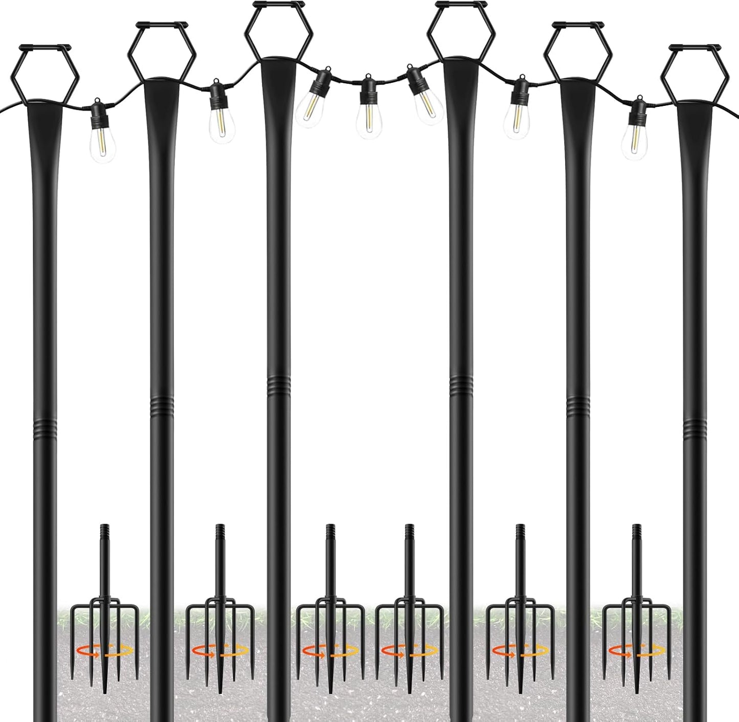 6 Postes Luz Exteriores 10ft Ajustables con Tenedor