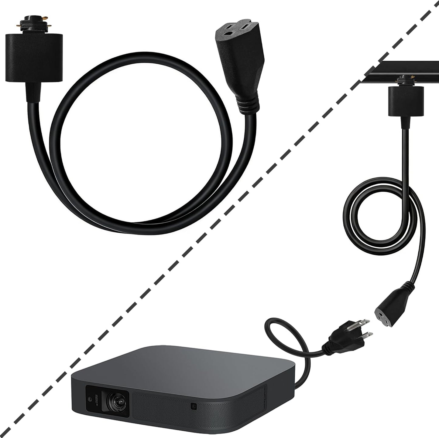Cable extensión riel negro 5ft enchufe hembra 3 clavijas