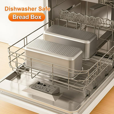 Panera de acero inoxidable para pan casero con tapa y asa