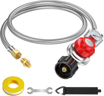 Regulador propano ajustable 5ft 0-30PSI manguera acero inox