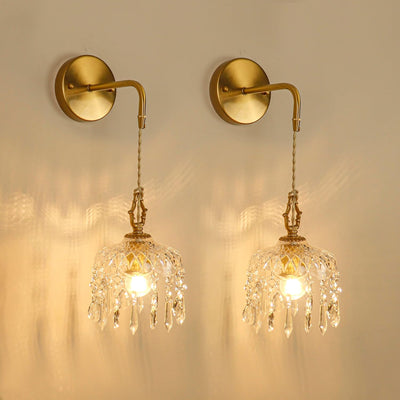 Aplique pared cristal vintage pantalla latón colgantes