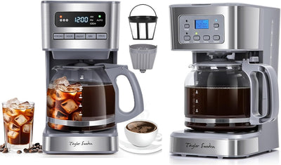 Cafetera programable 12 tazas jarra vidrio acero inox