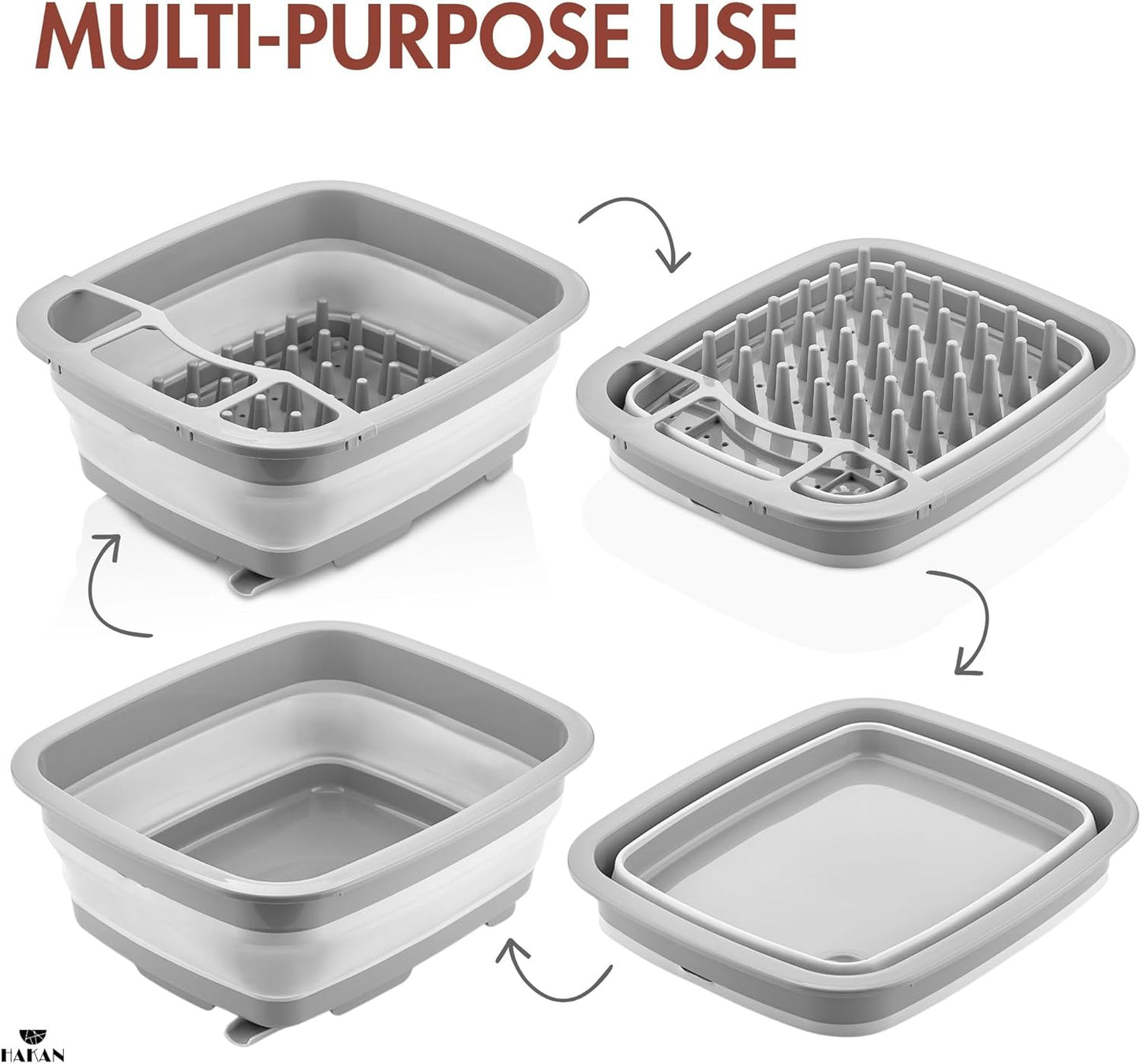 Escurridor de platos plegable con bandeja de almacenamiento 9L
