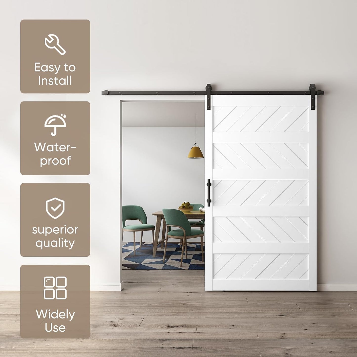 Puerta granero 48x84pulg deslizante madera MDF PVC blanco