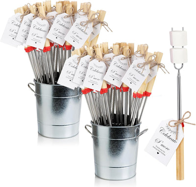 48 Juegos S'mores con Pinchos Extensibles y Etiquetas para Fiesta