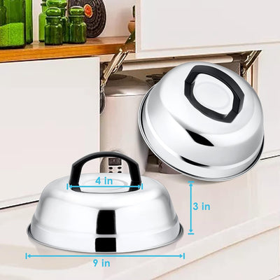 2 Pzas Cubiertas Teppanyaki 9pulg Acero Inox